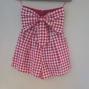Red Gingham Tie-Front Women’s Shorts